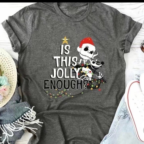 The Nightmare Before Christmas Jack Skellington Is This Jolly Enough Holiday Tee - Picture 1 of 5